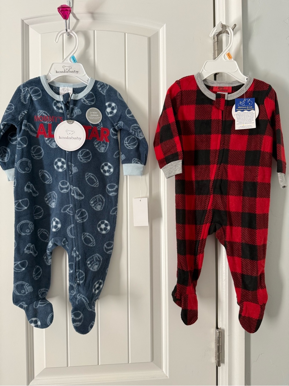 3-6 month fleece footed pajamas, 2 pairs